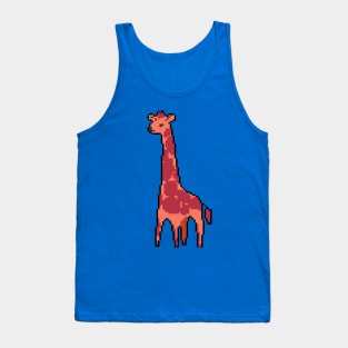 Pixel Wildlife: Vibrant Giraffe in Natural Habitat Tank Top